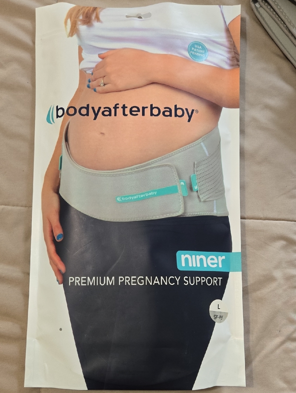 Body After Baby Gray Pregnancy Support Belt with Teal Accents